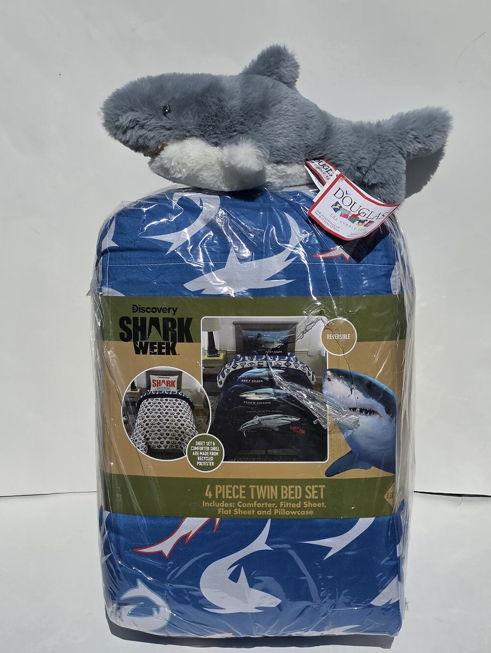 NEW Discovery Shark Week Twin Bed Set 4 Pc Comforter Sheets Reversible Douglas